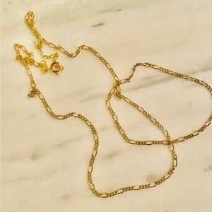 Figaro 18Kt Gold Over 925 Sterling Silver Chain Necklace